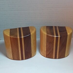 Vintage Multi-Tone Hardwood Salt and Pepper Shaker Set, Acacia Wood